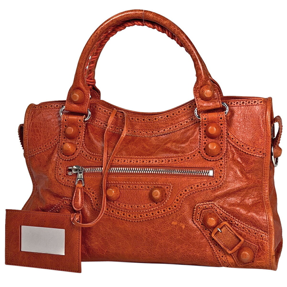 Balenciaga Giant City Shoulder Bag Handbag Leather Orange
